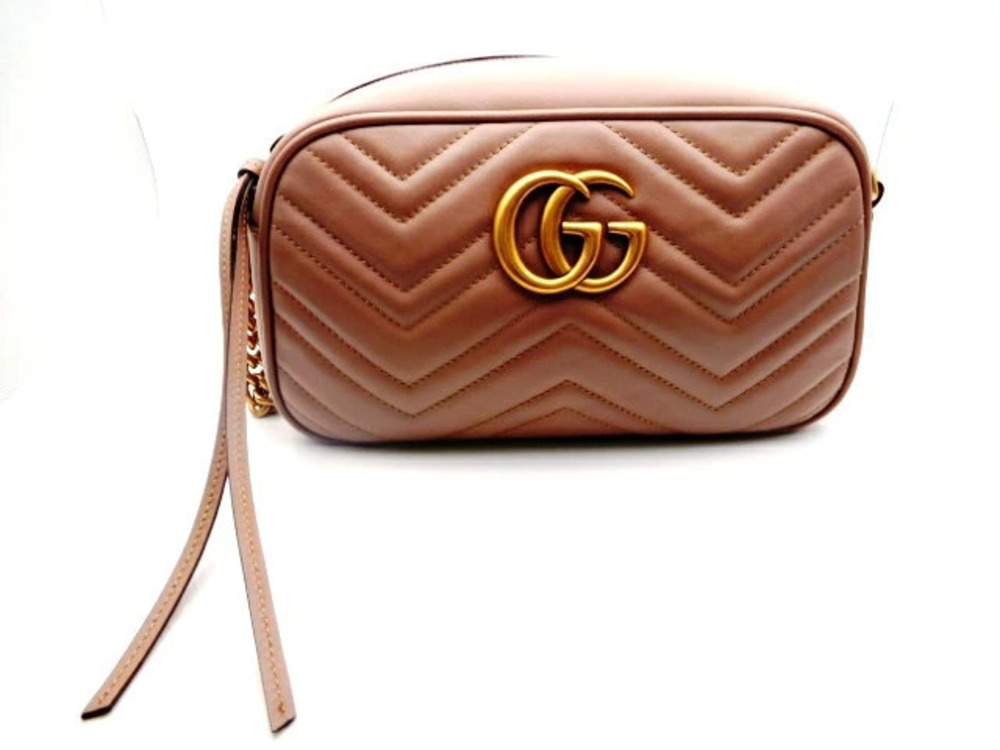 Gucci Bag Chain Shoulder GG Marmont Quilted Calf Beige Cream